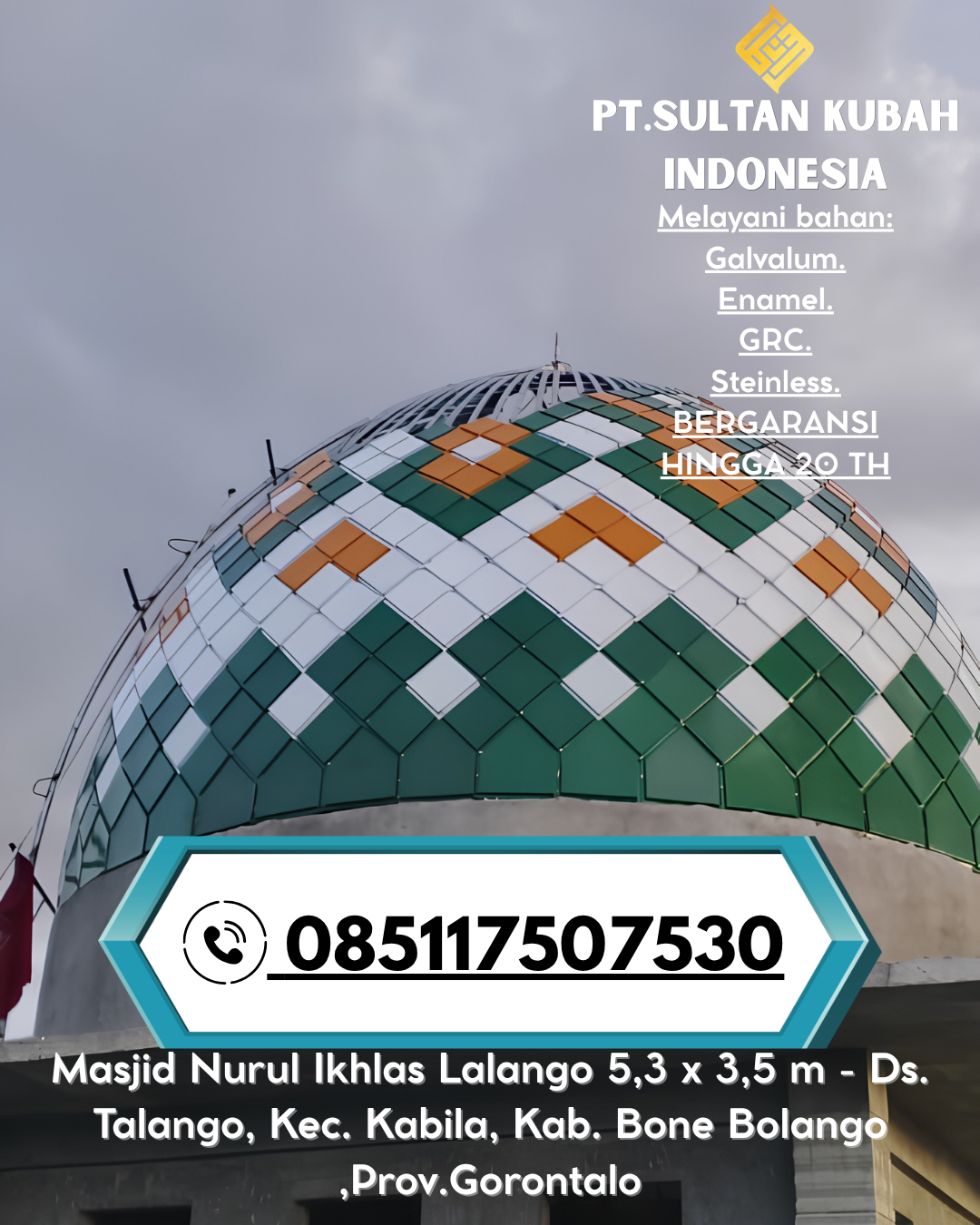 Kubah Masjid Modern & Elegan Garansi 085117507530 Beber, Cirebon