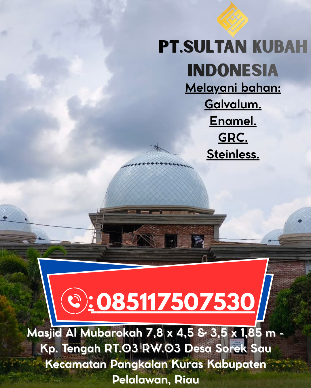 Kubah Masjid Desain Eksklusif Garansi 5 Tahun wa.me/6285117507530 Mappakasunggu – Takalar