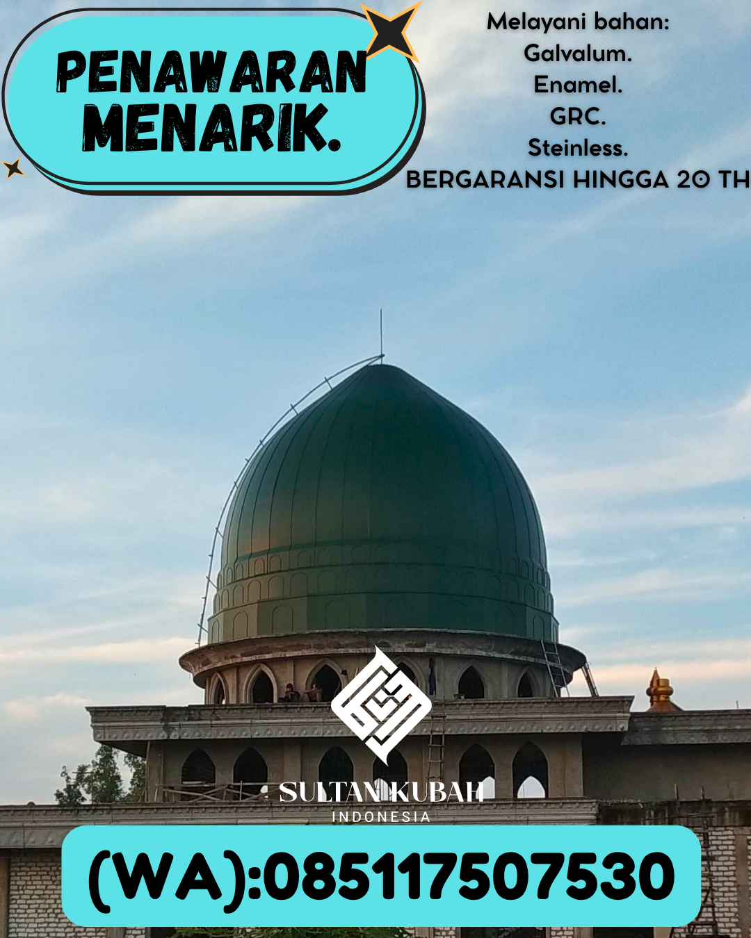 PRODUSEN KUBAH MASJID TAHAN LAMA DI KEC Rambah, KAB Rokan Hulu (WA: 085117507530)