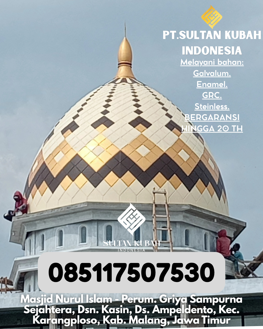 Kubah Masjid GRC Ukuran Custom Kualitas Teruji Garansi Panjang 085117507530 Sampara – Konawe