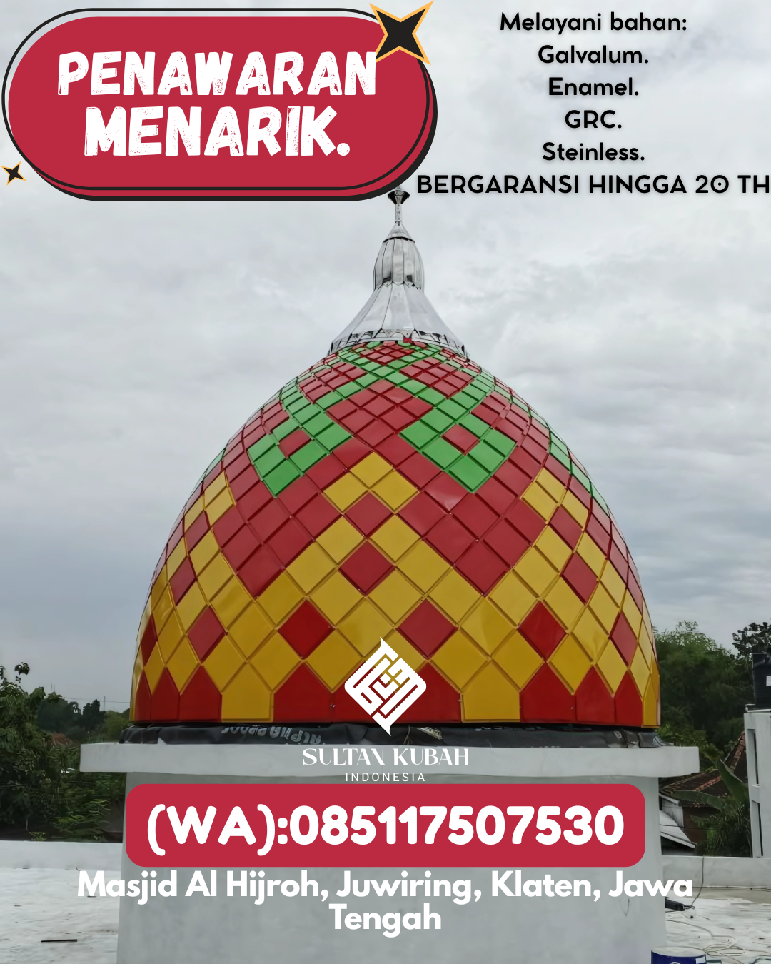 JUAL KUBAH MASJID PREMIUM DI KEC Jatinangor, KAB Sumedang (WA: 085117507530)