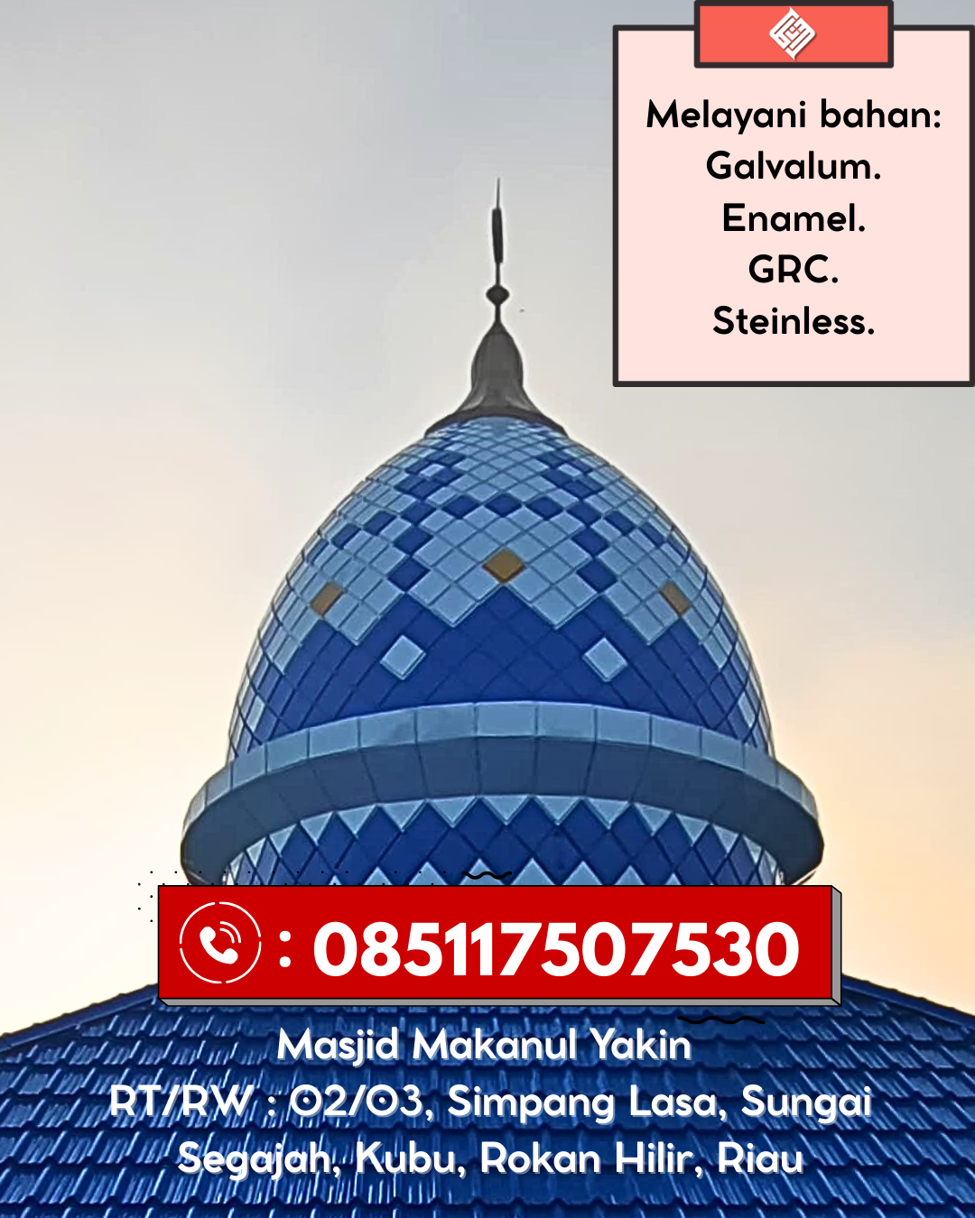 Kubah Masjid Berkualitas Premium dengan Garansi 5 Tahun 085117507530 Barat – Kabupaten Magetan