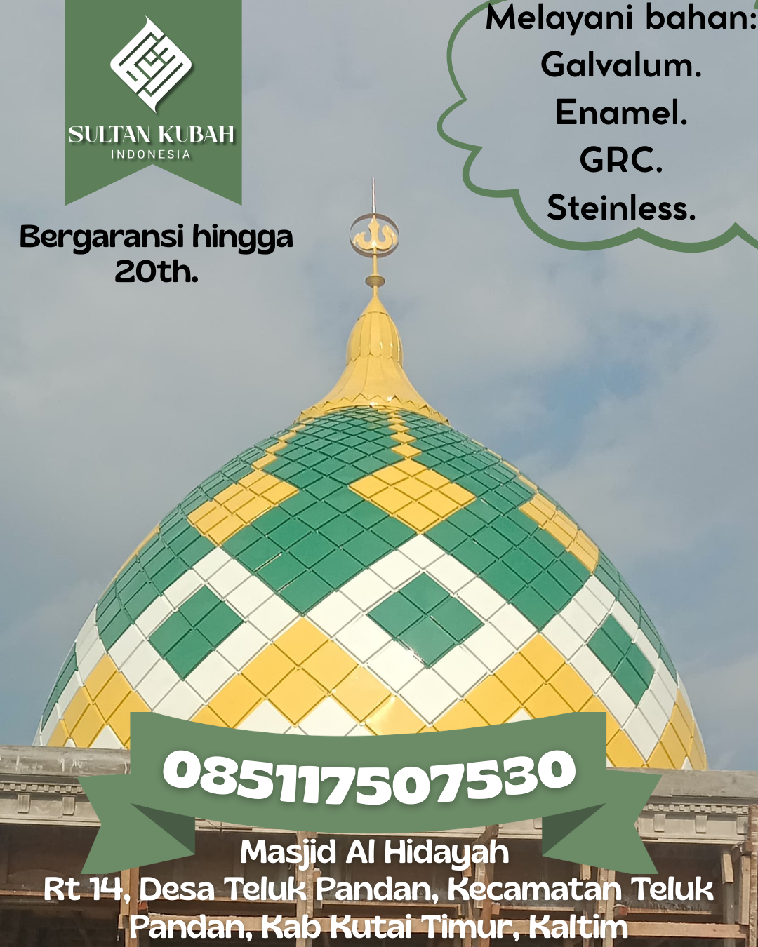 Kubah Masjid Modern Elegan Kualitas Premium Bergaransi 085117507530 Sombori Kepulauan — Kab. Morowali