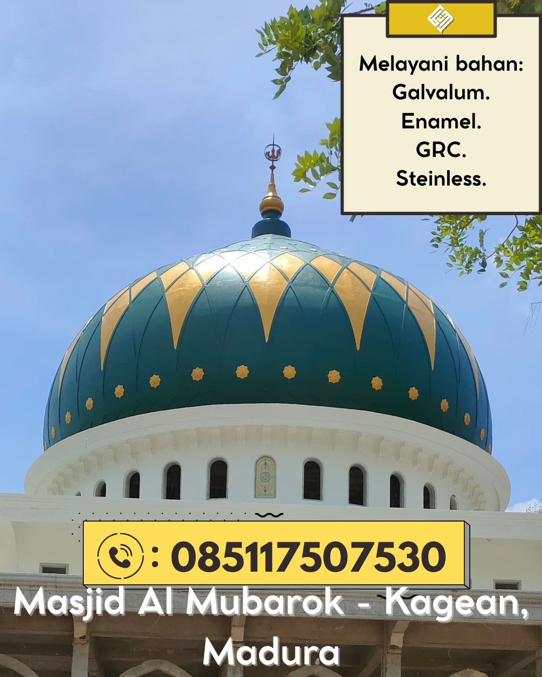 Kubah GRC Masjid Tampilan Elegan Kualitas Terjamin 085117507530 Limun – Sarolangun