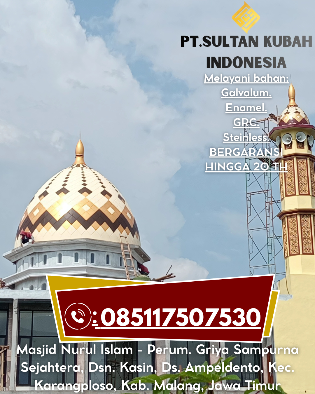 Termurah Kubah GRC Masjid Kualitas Unggulan untuk Semua Tipe Masjid 085117507530 Tammerodo Sendana – Majene