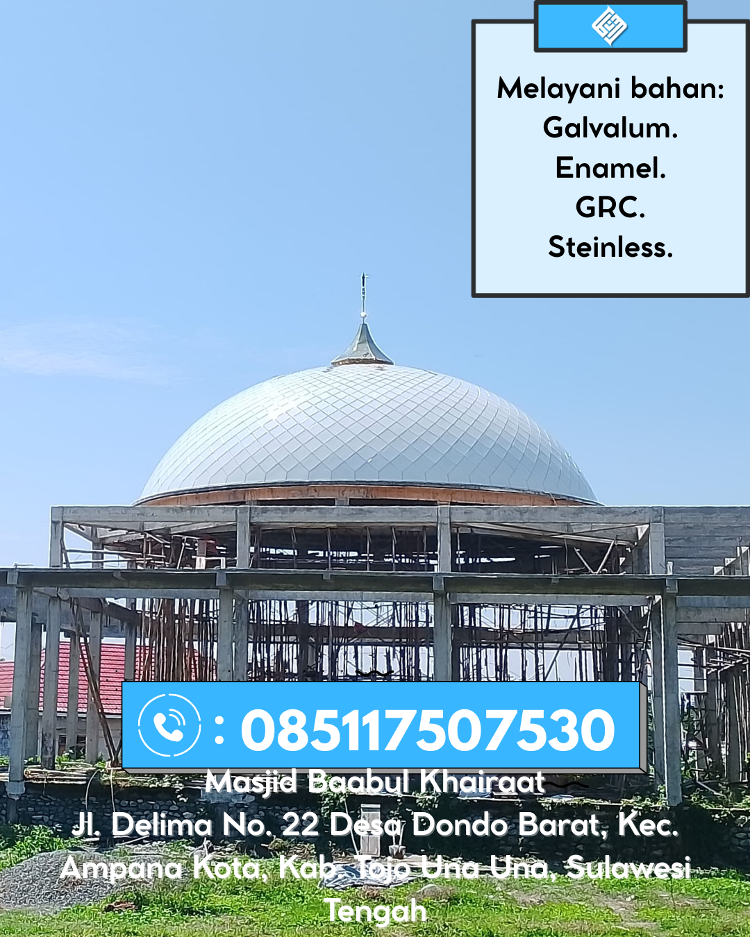 Kubah Masjid Modern Desain Elegan Kualitas Premium Bergaransi 085117507530 Andong – Kabupaten Boyolali