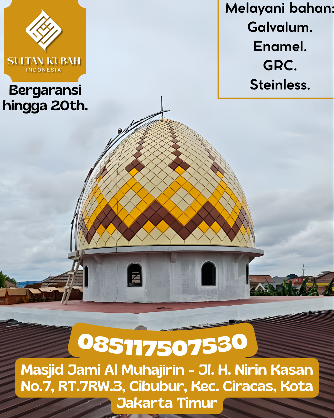 Kubah Masjid Premium dengan Tampilan Elegan dan Berkualitas 085117507530 Arjasa — Kab. Jember