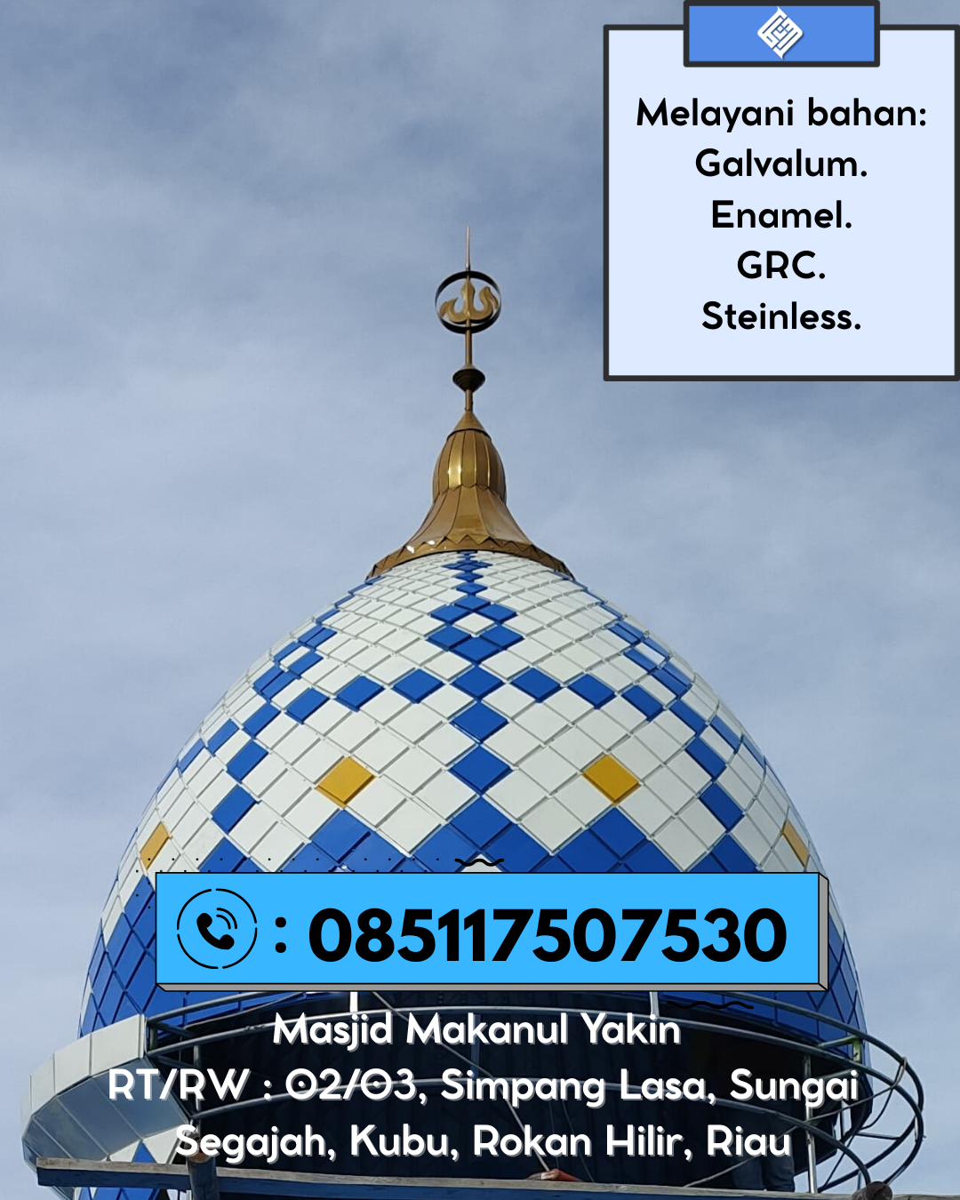 Kubah Masjid Berkualitas Tinggi Garansi Resmi Harga Terjangkau 085117507530 Karas – Kabupaten Magetan