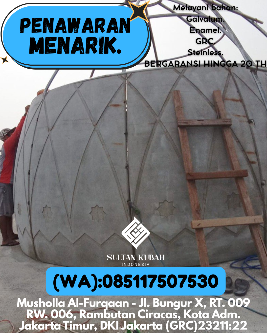 KUBAH MASJID HARGA TERJANGKAU DI KEC Sunggal, KAB Deli Serdang (WA: 085117507530)