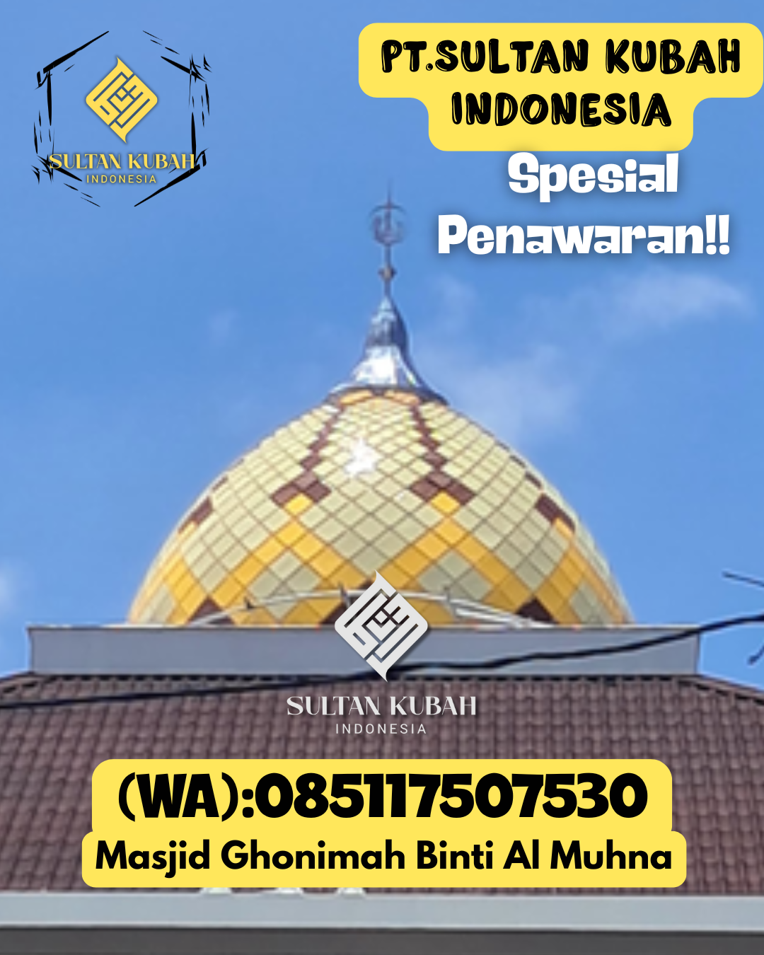 Kubah Masjid Premium dengan Tampilan Elegan dan Berkualitas 085117507530 Labuhan Haji — Kab. Lombok Timur