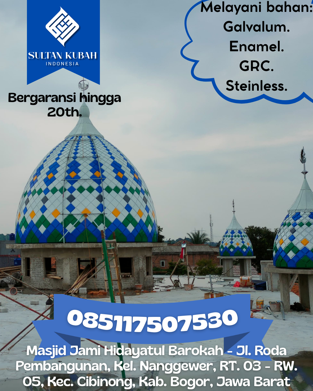 Kubah Masjid Premium Kuat dan Tahan Lama untuk Bangunan Ibadah 085117507530 Pancur Batu — Kab. Deli Serdang