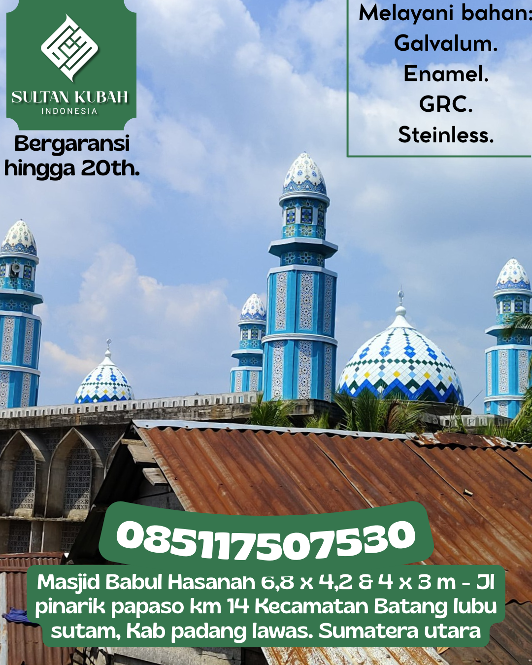 Kubah Masjid Modern Terjangkau Kualitas Premium dan Tahan Lama 085117507530 Purwosari — Kab. Pasuruan