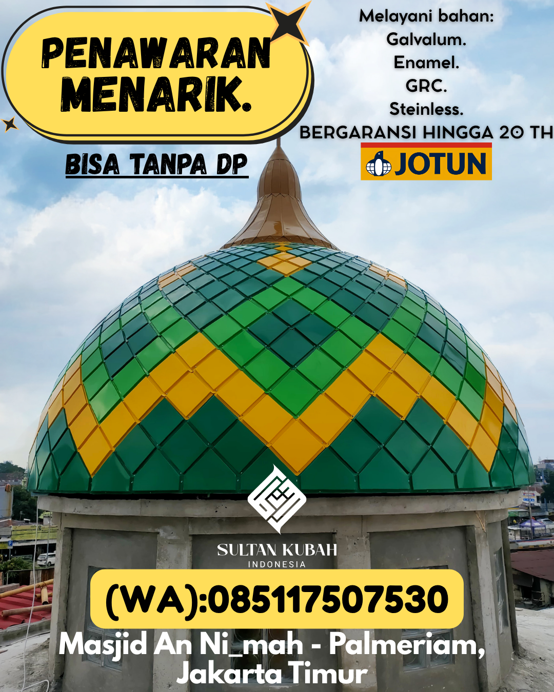 JUAL KUBAH MASJID PREMIUM DI KEC Banyumanik, KOTA Semarang (WA: 085117507530)