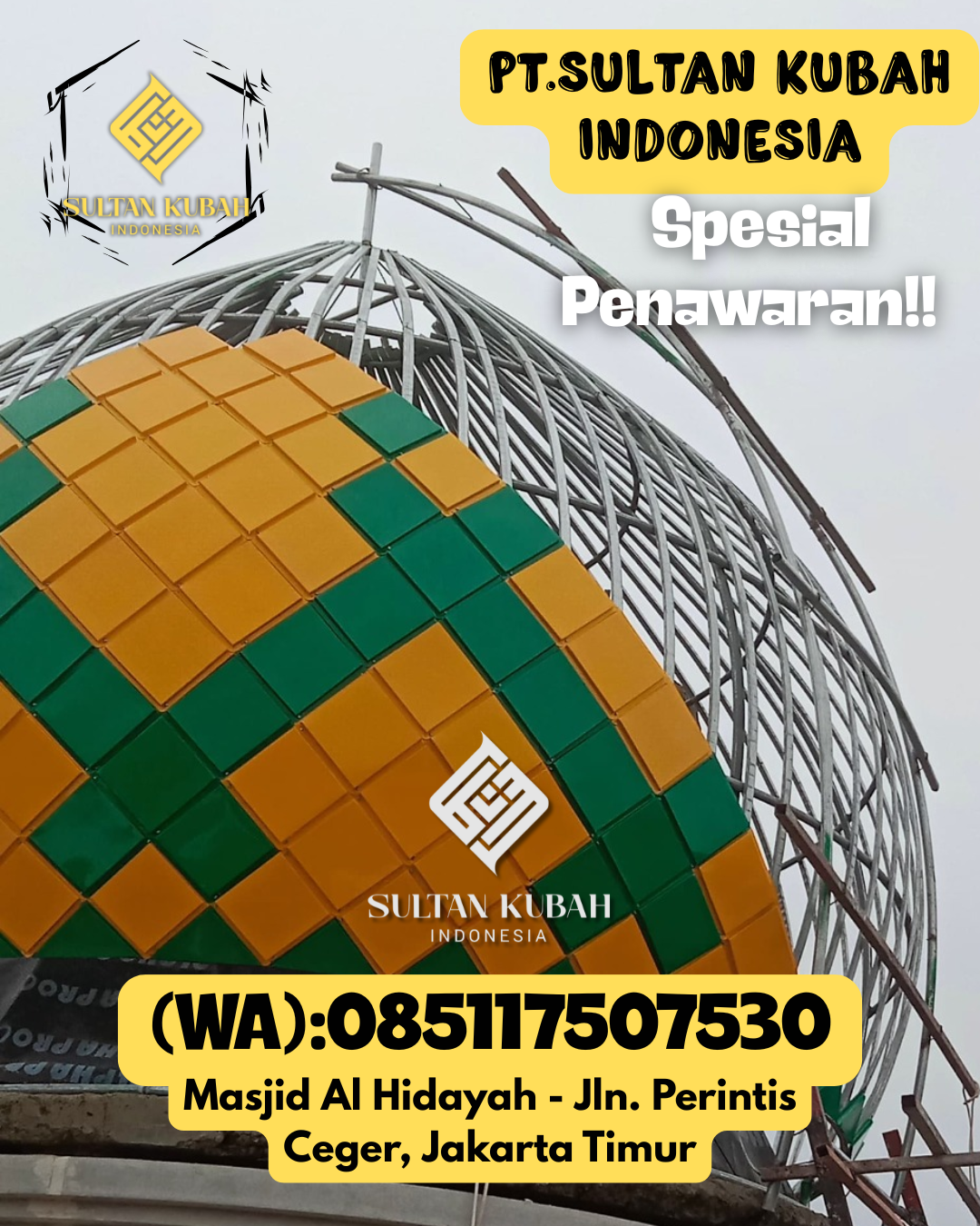 Kubah masjid galvalum kualitas terbaik berg aransi, 085117507530.Damai – Kabupaten Kutai Barat