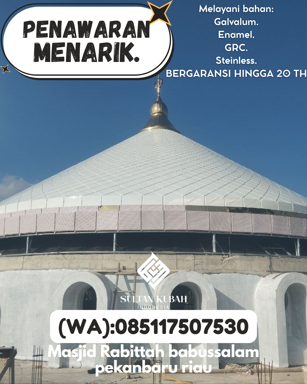 JUAL KUBAH MASJID PREMIUM DI KEC Kuta Alam, KOTA Banda Aceh (WA: 085117507530)