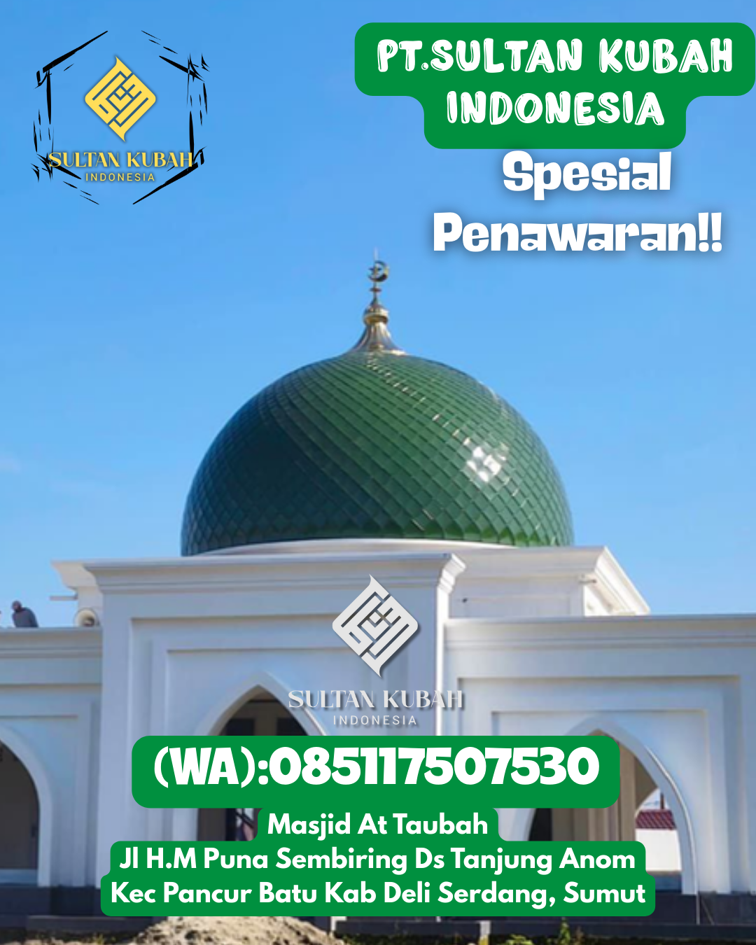 Kubah masjid galvalum kuat dan awet, berg aransi, 085117507530.Luyo – Kab. Polewali Mandar
