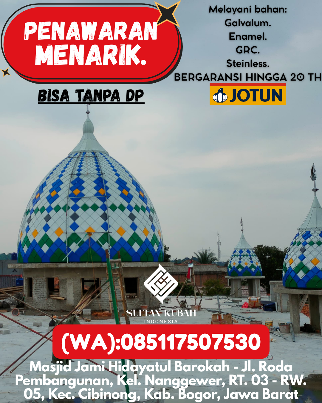 PRODUSEN KUBAH MASJID TAHAN LAMA DI KEC Morowali Barat, KAB Morowali (WA: 085117507530)