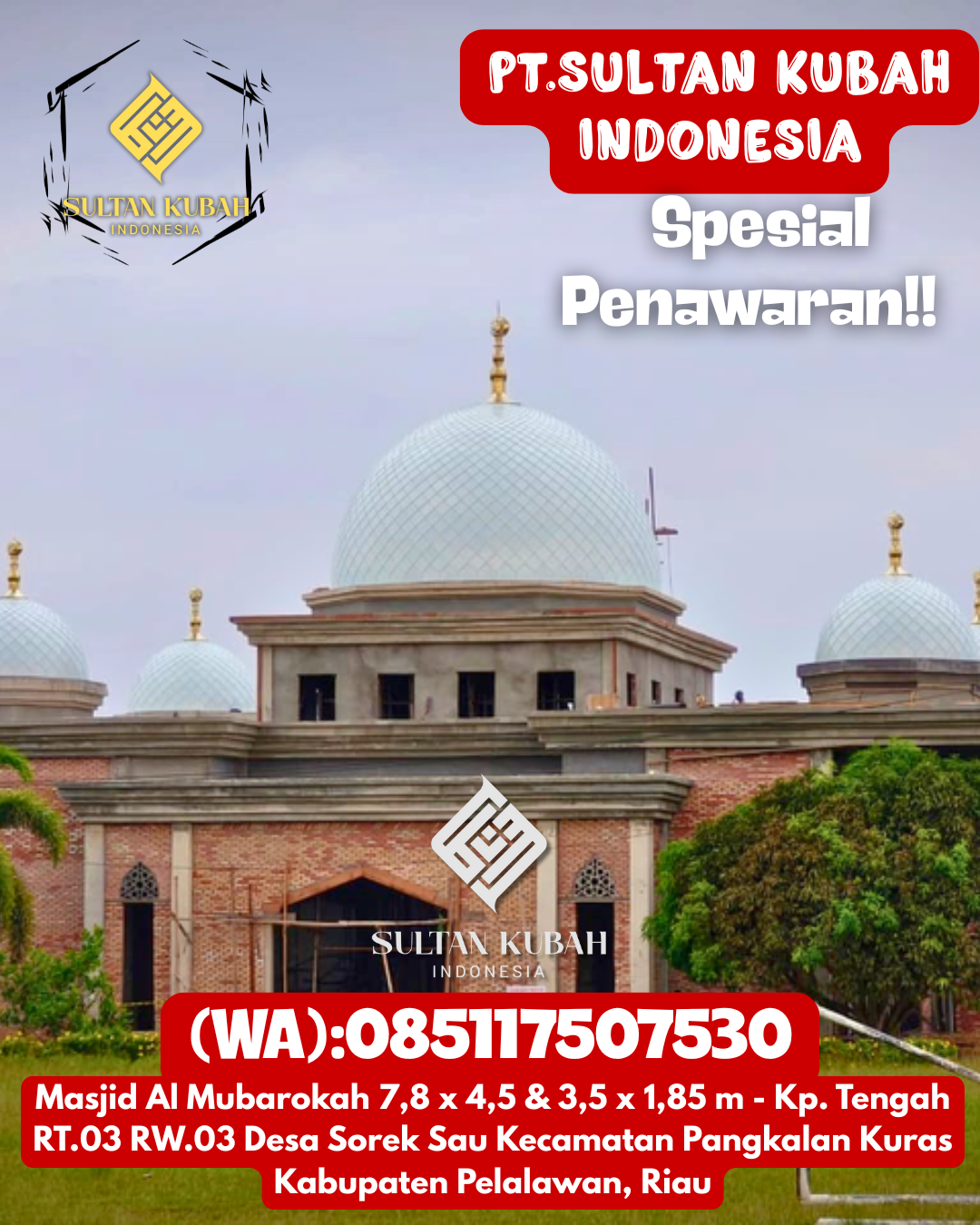 kubah masjid galvalum kuat dan indah, 085117507530.Simpang Raya – Kab. Banggai