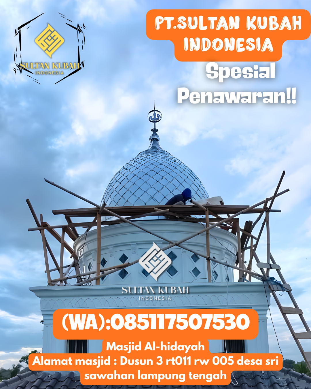 Solusi kubah masjid galvalum kuat dan indah, 085117507530.Pesisir Selatan – Kabupaten Pesisir Barat