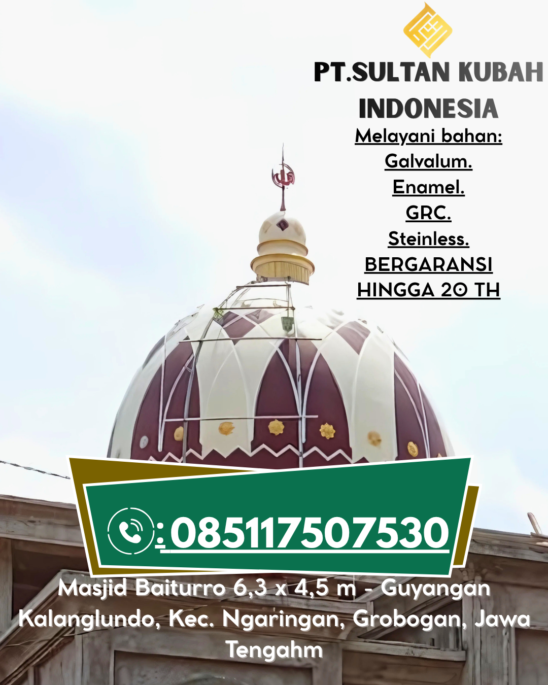 Termurah Kubah Masjid GRC Harga Kompetitif Kualitas Tidak Diragukan 085117507530 Bambang – Mamasa
