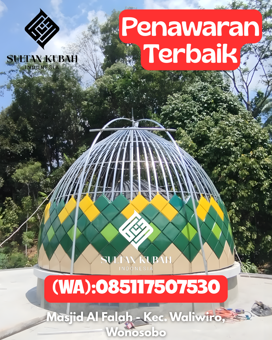 Kubah Masjid Galvalum Anti Bocor Bergaransi 085117507530 Tapalang – Kab Mamuju