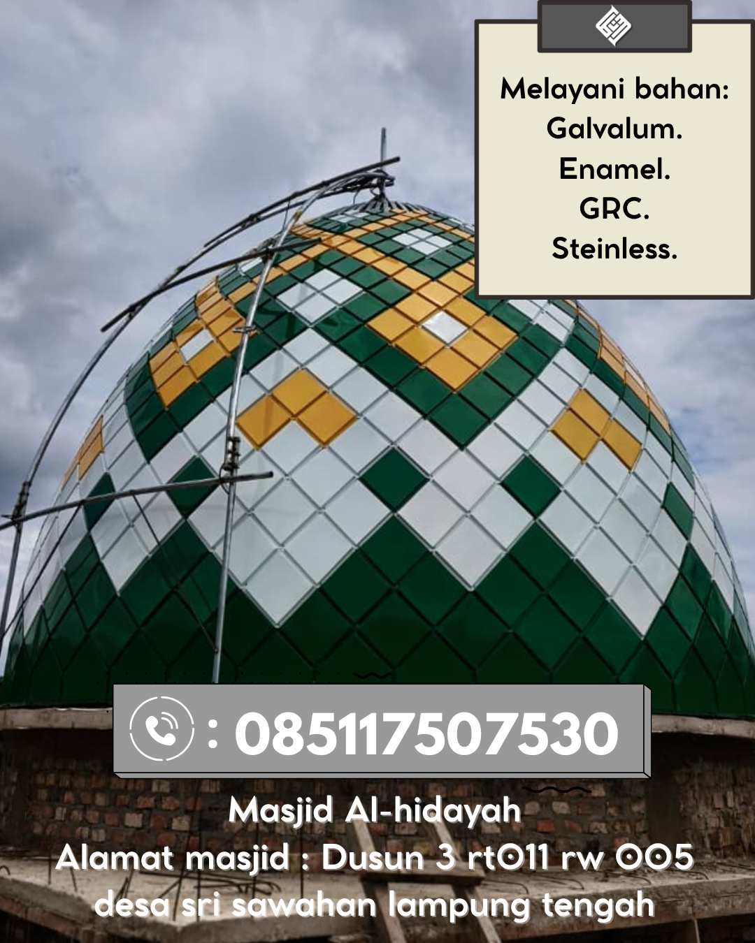 Kubah Masjid Modern Premium Berkualitas Tinggi dan Awet 085117507530 Kapur IX – Lima Puluh Kota