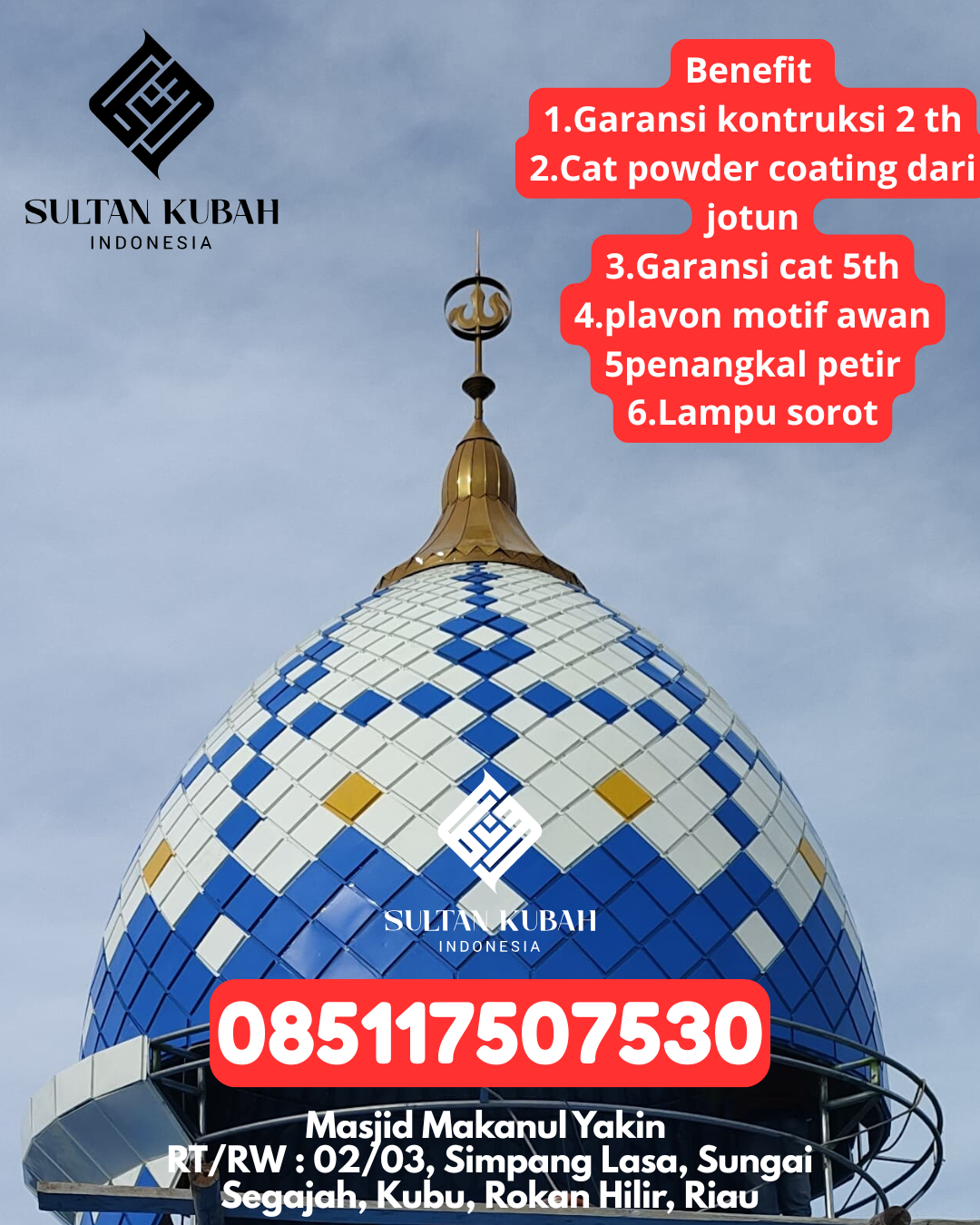 Kubah Masjid Galvalum Bergaransi Resmi 085117507530 Kindang – Bulukumba