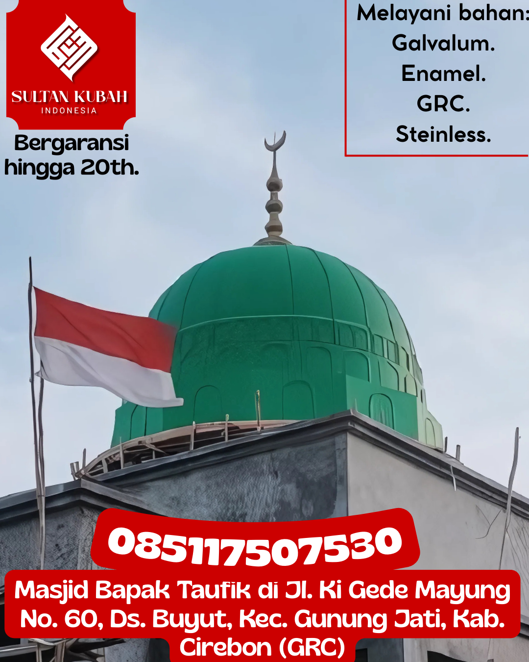 Kubah Masjid GRC Harga Pabrik Kualitas Tinggi dan Garansi 085117507530 Arongan Lambalek – Kabupaten Aceh Barat