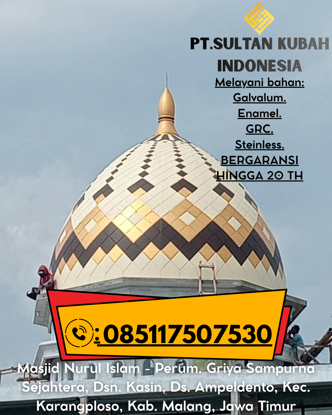 Termurah Kubah Masjid GRC Solusi Estetika Kualitas dan Daya Tahan 085117507530 Tubo Sendana – Majene