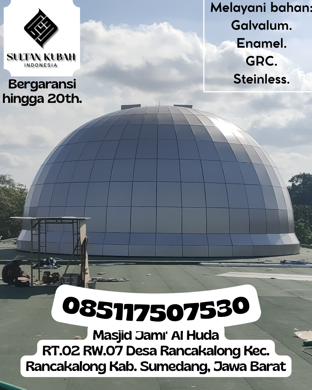 Kubah Masjid Modern Kuat dan Berkualitas Tinggi Bergaransi 085117507530 Iwoimendaa – Kabupaten Kolaka