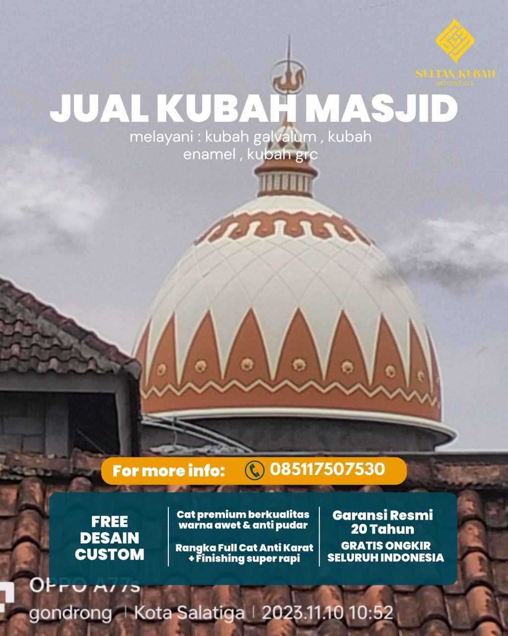 Penjual Kubah Masjid GRC Kualitas Terbaik Bergaransi 085117507530 - Katibung – Lampung Selatan