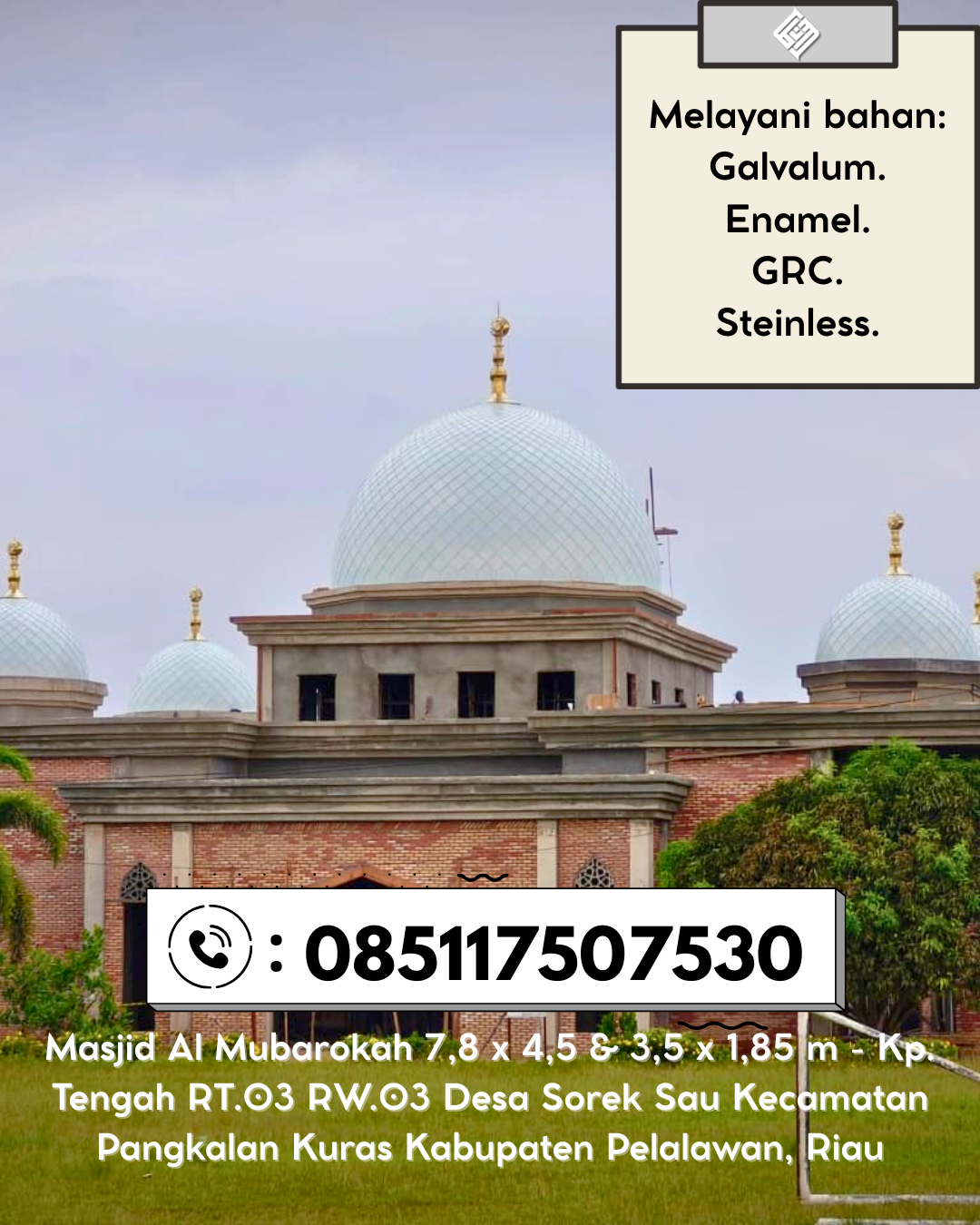 Kubah Masjid Modern Terjangkau Kualitas Premium dan Tahan Lama 085117507530 Yapsi – Kabupaten Jayapura