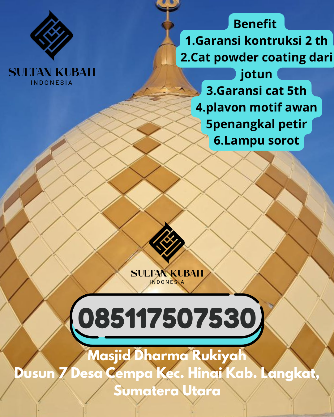 Penjual Kubah Masjid Galvalum Ringan & Berkualitas 085117507530 Maleber – Kabupaten Kuningan