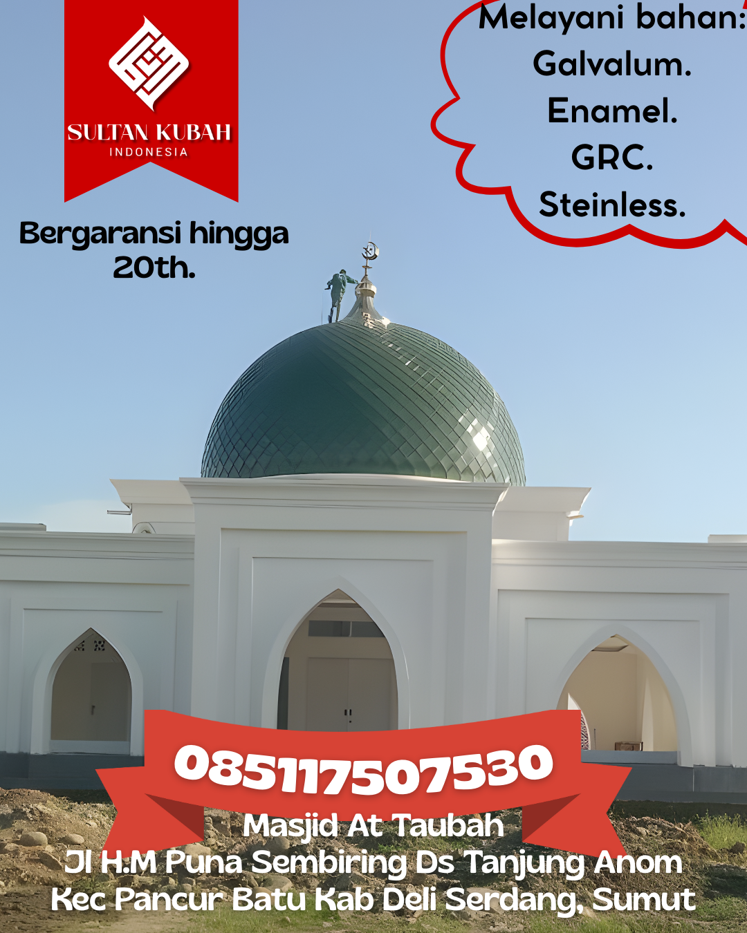 Kubah Masjid Modern Terjangkau Kualitas Premium dan Tahan Lama 085117507530 Cigugur — Kab. Pangandaran