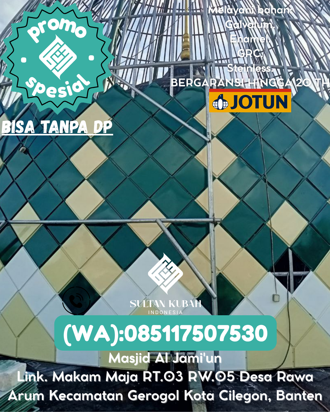KUBAH MASJID DESAIN ELEGAN DI KEC Sambaliung, KAB Berau (WA: 085117507530)