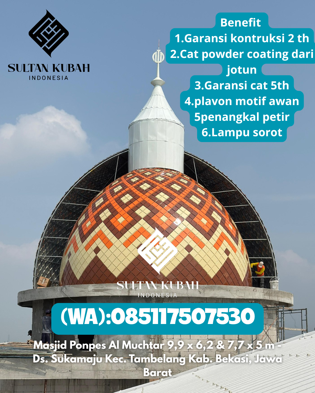 Penjual Kubah Masjid Galvalum Ringan & Berkualitas 085117507530 Sukarami – Kota Palembang