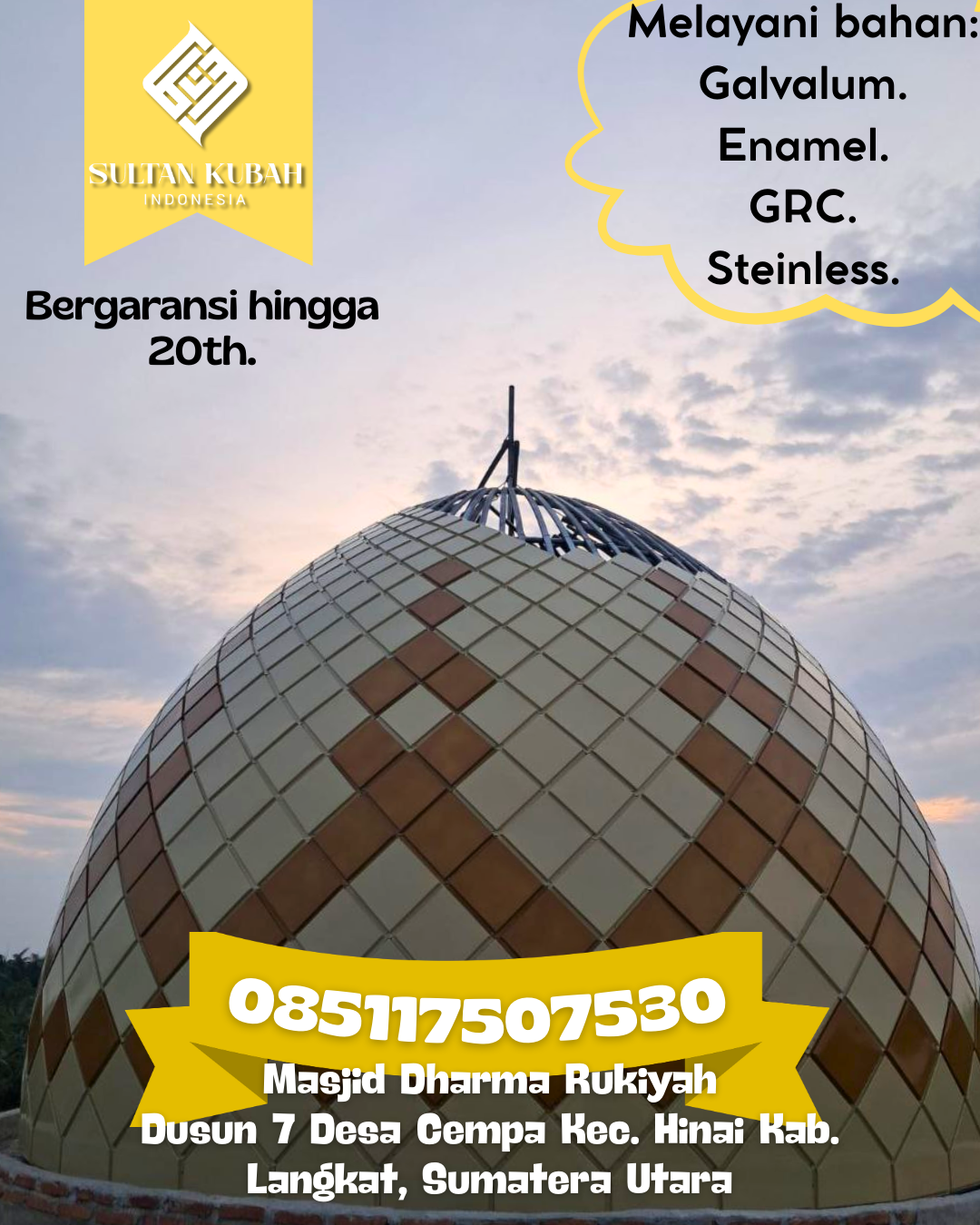 Kubah Masjid Modern Premium Berkualitas Tinggi dan Awet 085117507530 Sayur Matinggi — Kab. Tapanuli Selatan