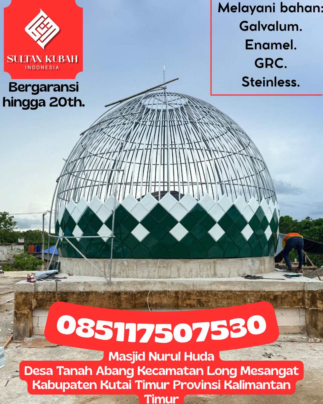 Kubah Masjid Premium Awet Tahan Lama untuk Masjid dan Musholla 085117507530 Katapang – Kabupaten Bandung