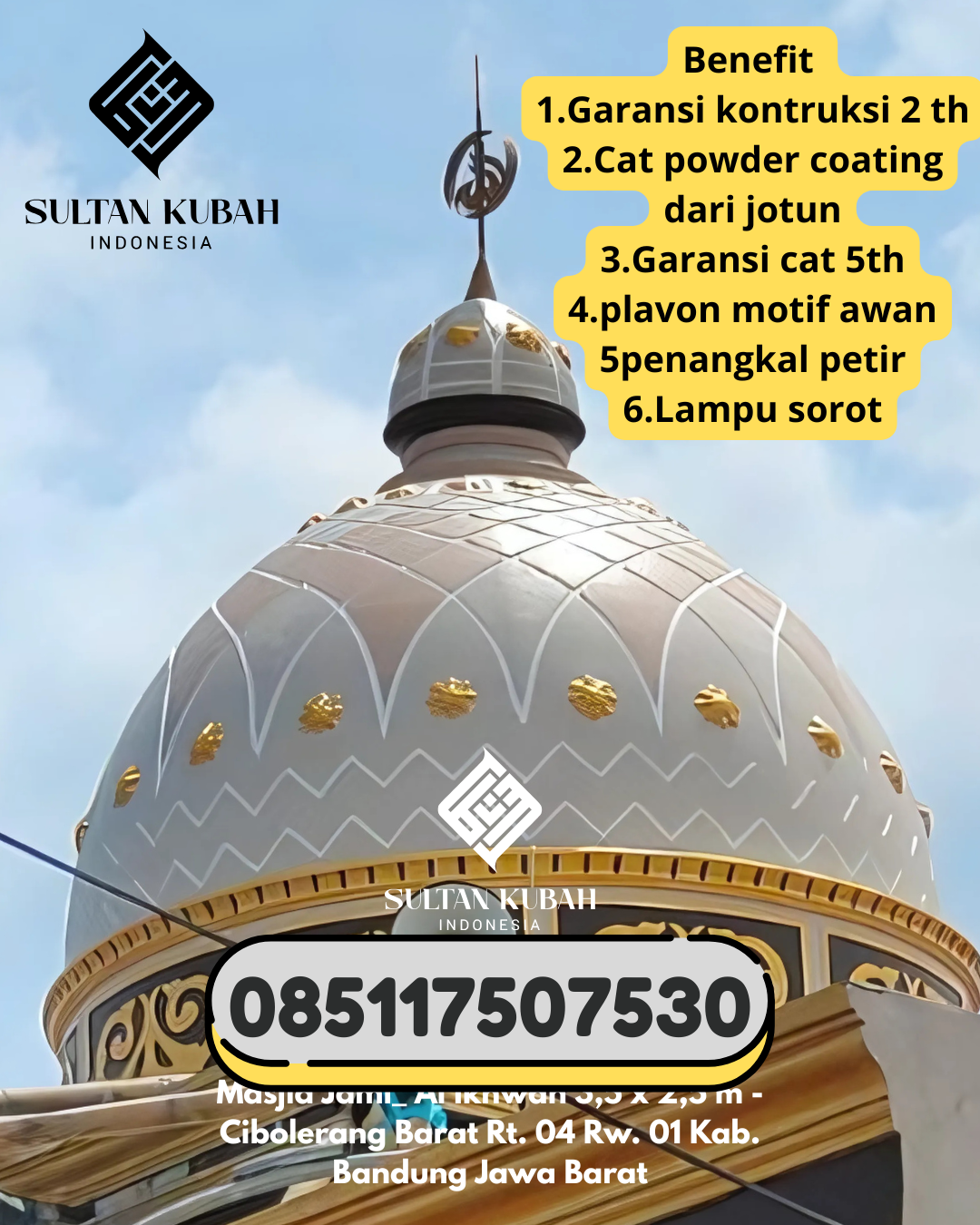 Kubah Masjid GRC Anti Retak Tahan Cuaca Kualitas Garansi 085117507530 Cileungsi – Kabupaten Bogor