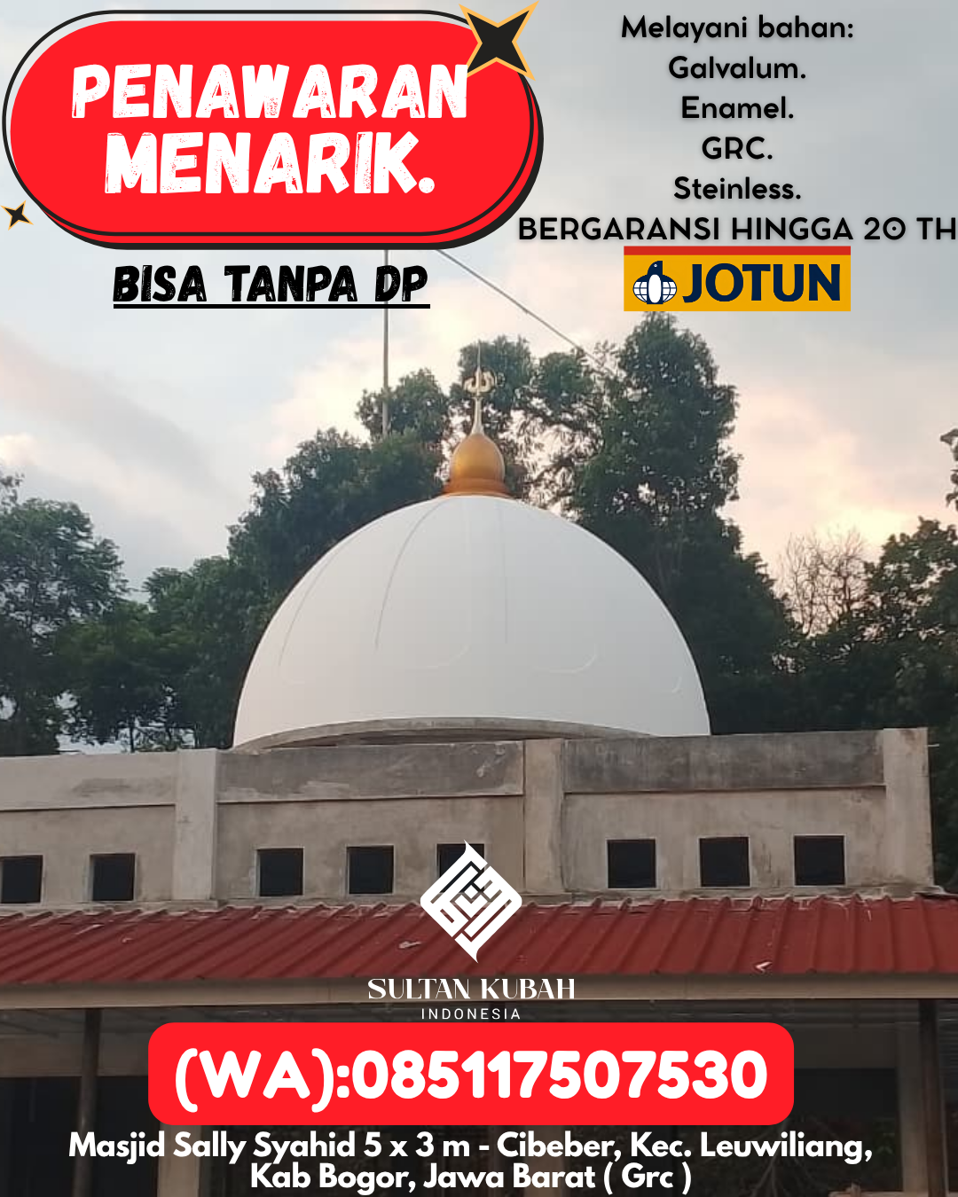 KUBAH MASJID HARGA TERJANGKAU DI KEC Kota Timur, KOTA Gorontalo (WA: 085117507530)
