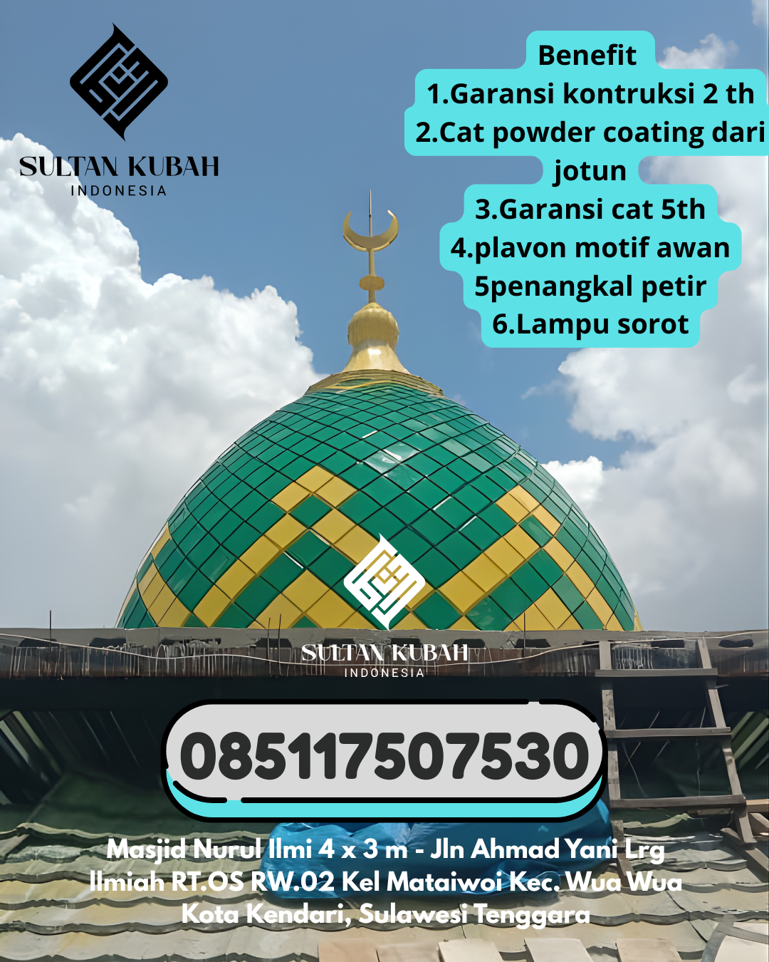Penjual Kubah Masjid Galvalum Kualitas Ekspor 085117507530 Belawa – Wajo