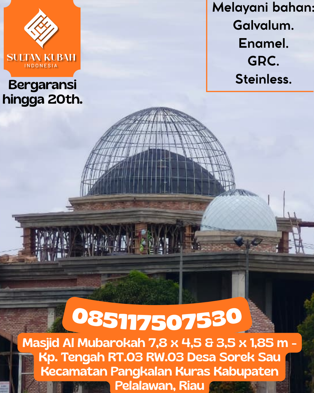 Kubah Masjid Modern Premium Berkualitas Tinggi dan Awet 085117507530 Tebing Tinggi — Kab. Kepulauan Meranti