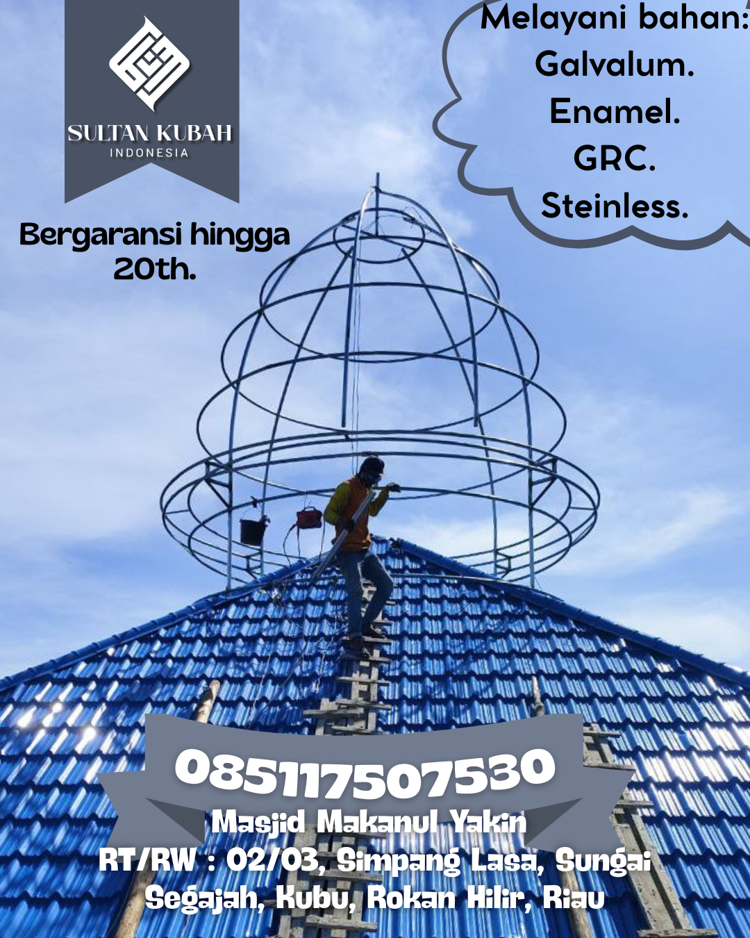 Kubah Masjid Berkualitas Terjamin Awet Bertahun-Tahun 085117507530 Sitellu Tali Urang Jehe — Kab. Pakpak Bharat