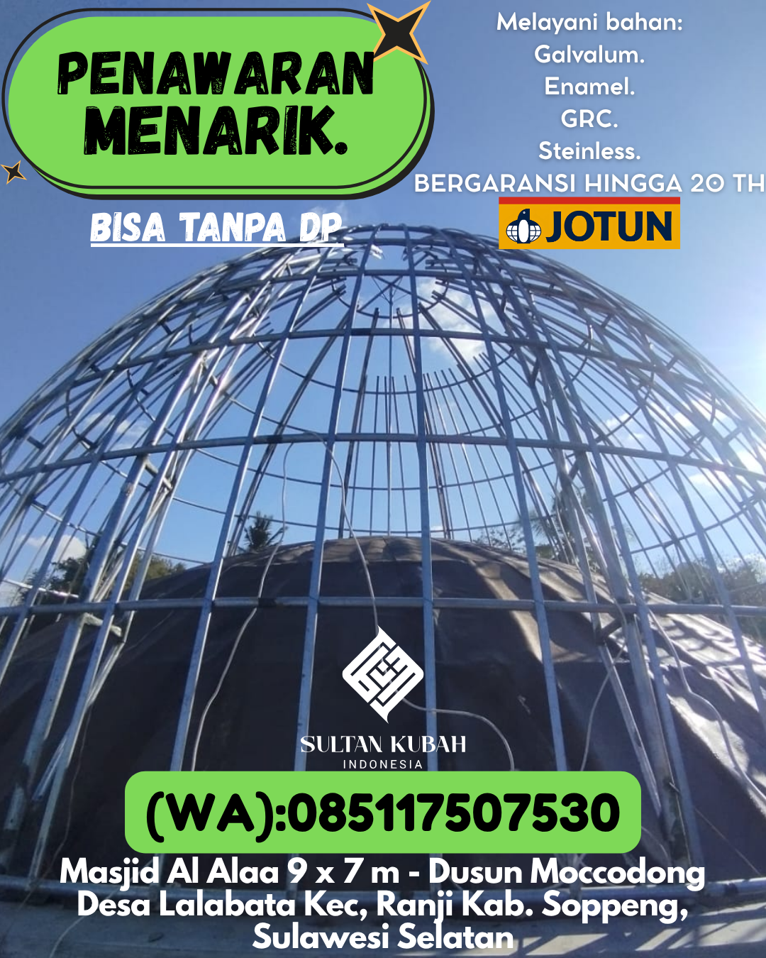 JUAL KUBAH MASJID BERGARANSI DI KEC Kuala Tungkal, KAB Tanjung Jabung Barat (WA: 085117507530)