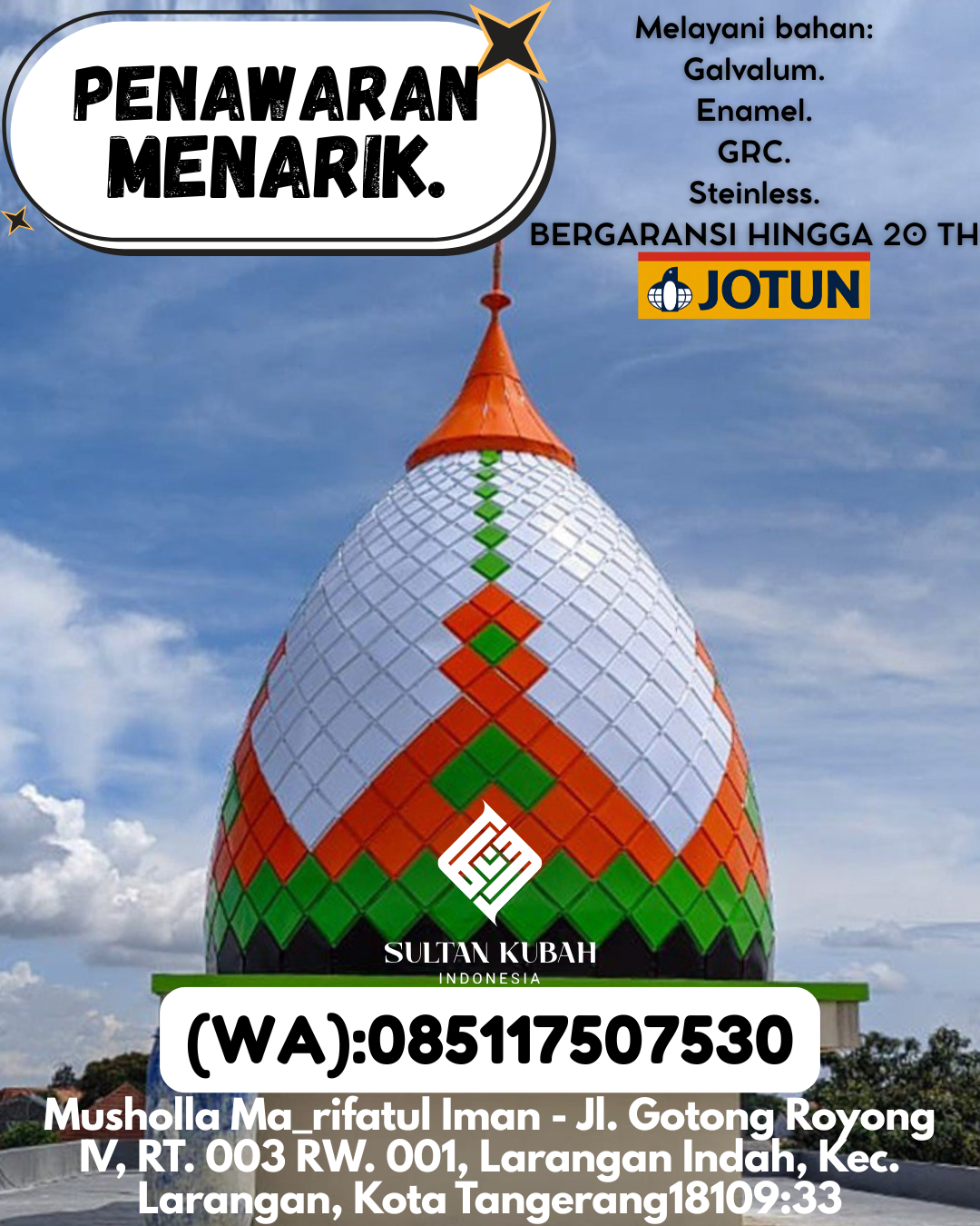 PUSAT KUBAH MASJID BERKUALITAS DI KEC Magetan Kota, KAB Magetan (WA: 085117507530)
