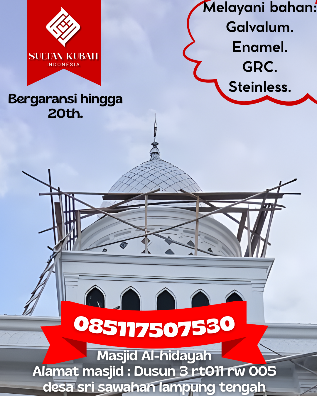Kubah Masjid Elegan Modern Berkualitas Terjamin 085117507530 Taraju — Kab. Tasikmalaya
