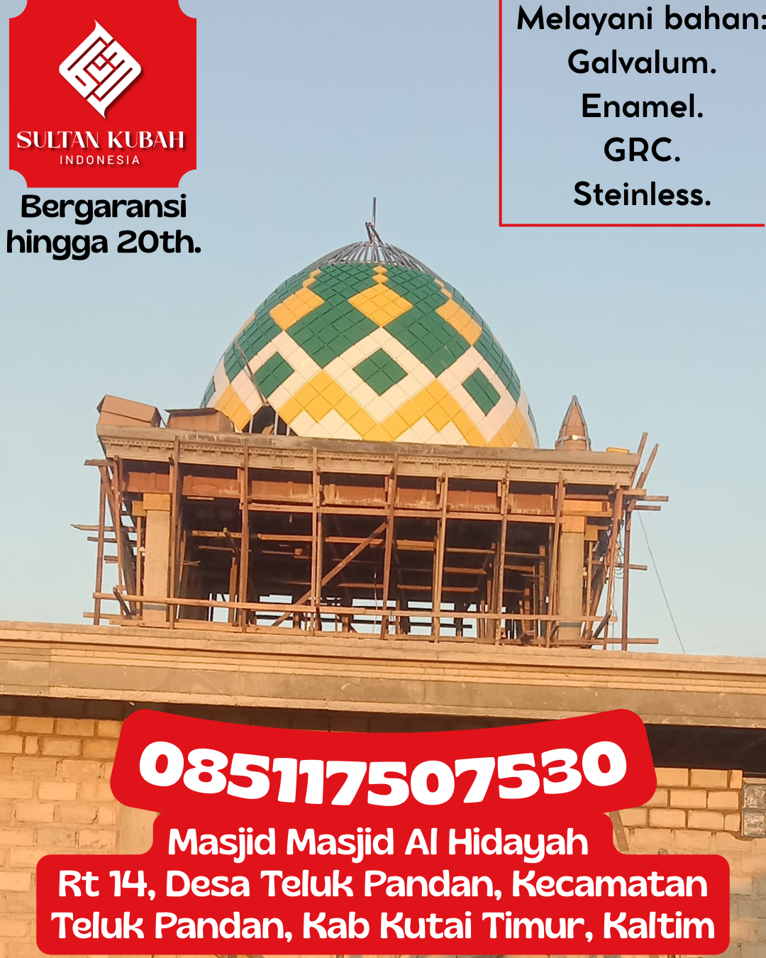 Kubah Masjid Kuat Kokoh dan Awet untuk Penggunaan Jangka Panjang 085117507530 Wuluhan – Kabupaten Jember