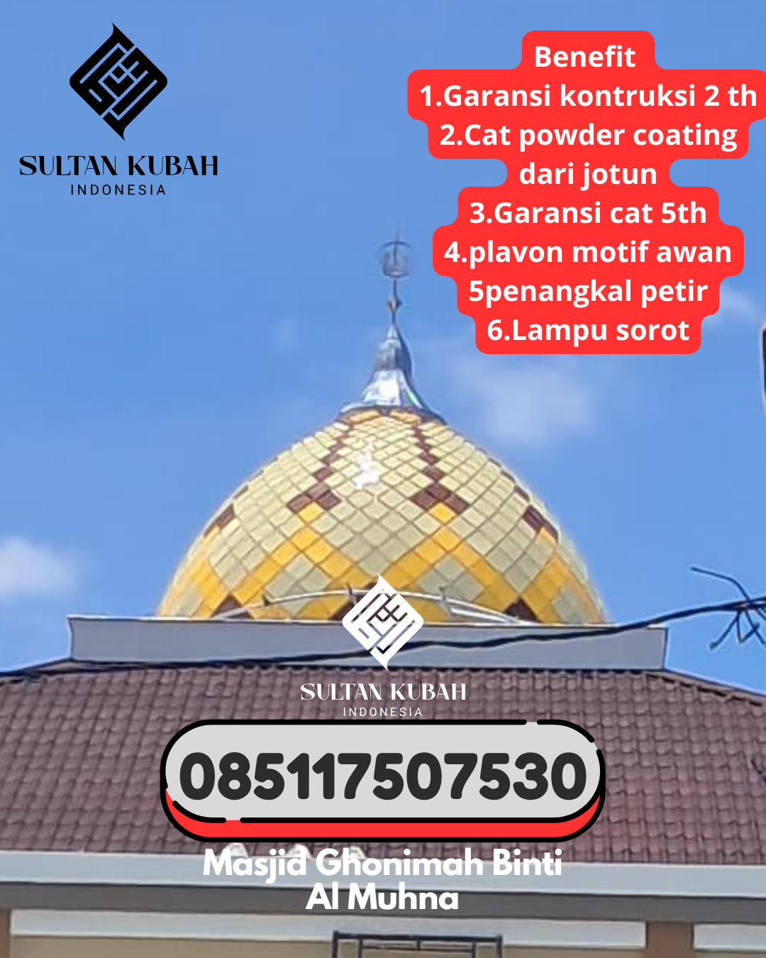 Kubah masjid galvalum pilihan tepat, 085117507530.Bola – Kabupaten Wajo