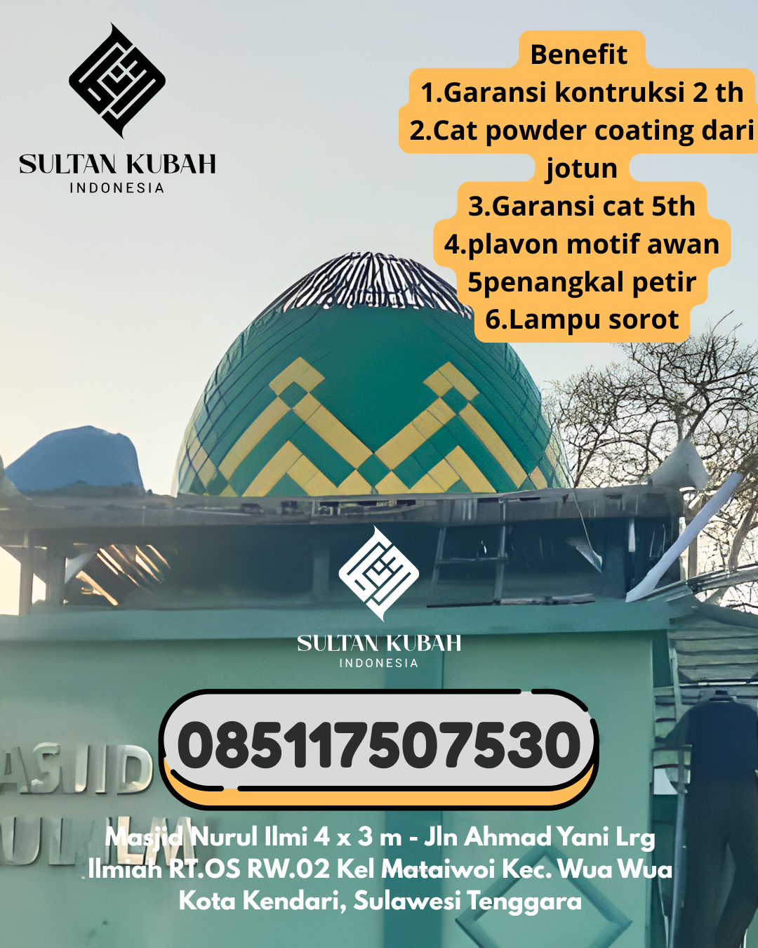 Kubah Masjid Galvalum Modern Bergaransi 5 Tahun 085117507530 Gilireng – Wajo