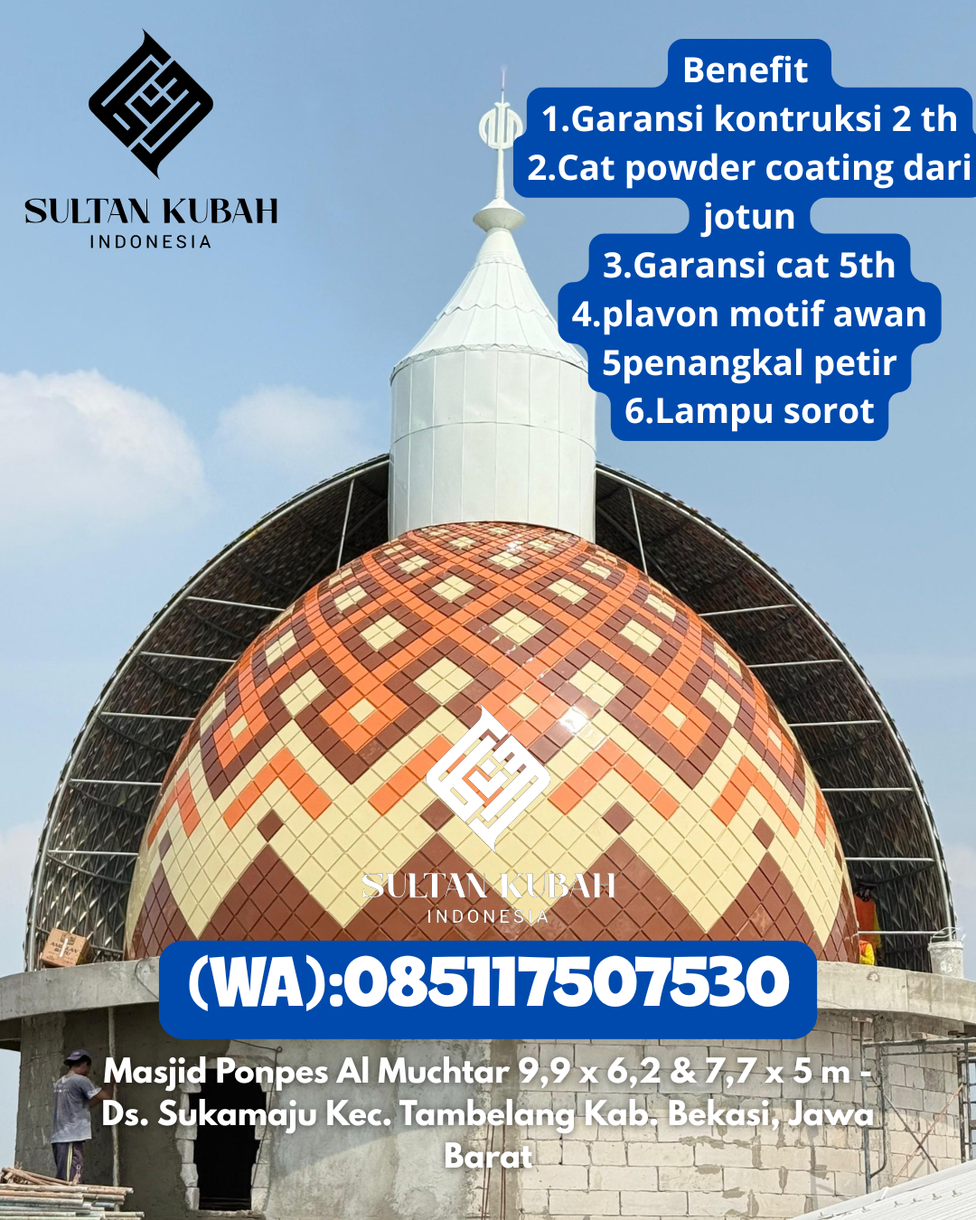 Penjual Kubah Masjid Galvalum Kualitas Ekspor 085117507530 Lima Puluh – Kota Pekanbaru